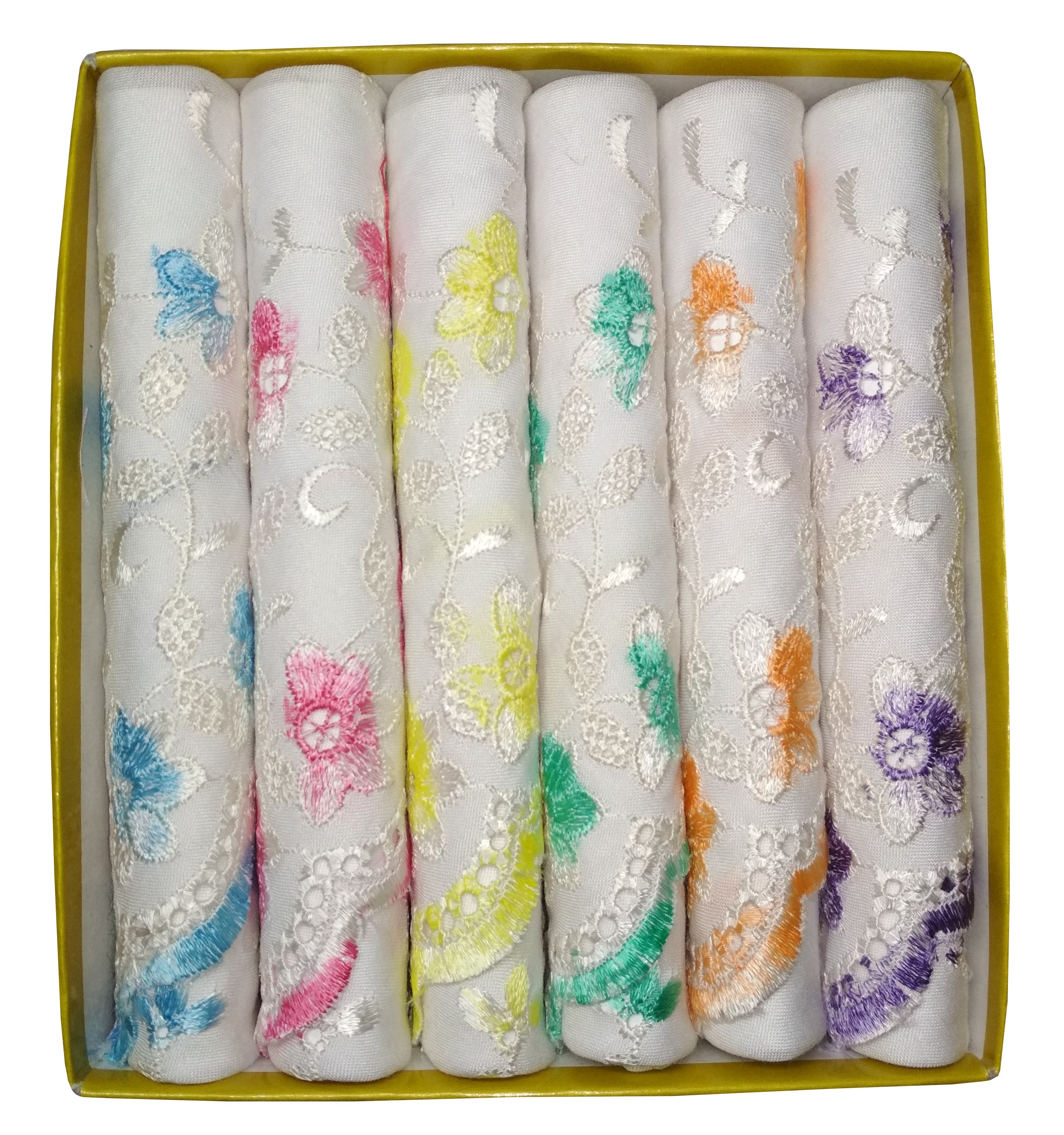 Cotton Chikan Design White Handkerchiefs
