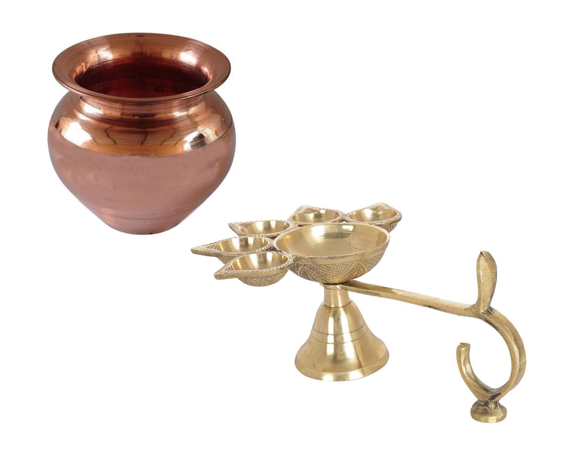 Copper Lota Kalash & Puja Panch Aarti